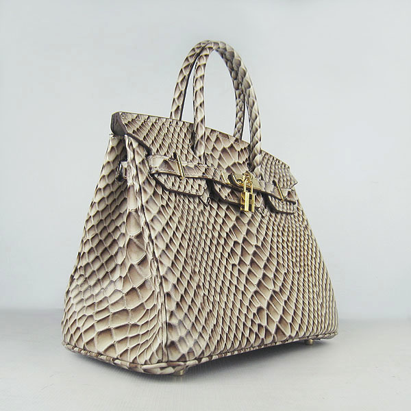 Replica Hermes Birkin 35CM Fish Veins Leather Bag Grey 6088 On Sale - Click Image to Close